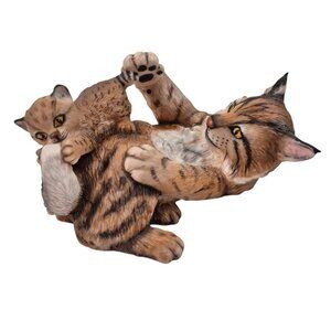 Playful Morning Lynx Cat And Kitten Porcelain Figurine Nicholas Wilson National